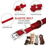 Qpets® Cat Collar Adjustable Belt Strong Breakaway Buckle with Bell Velvet Neck Strap Soft Plush Gift Total Length 36CM 14.17in 2 PCS