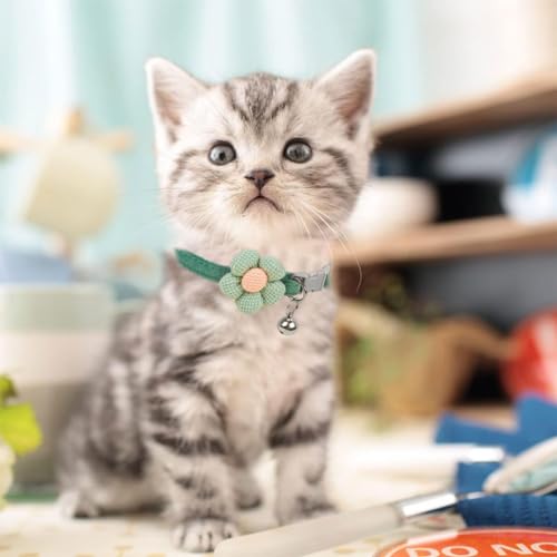 4Pcs Cat Collar Pet Collar Cute Flower Cat Collar with Bell, Lovely Cat Collar Quick Release Adjustable Cat Collar Soft Plush Collar Cat Gift Cat Collar