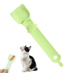 Qpets Cat Treat Feeding Spoon for Soft and Moist Snacks with Built In Sliding Squeezer | Food Grade BPA Free Silicone Portable Design