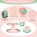 Qpets® Dog Harness Vest Cute Puppy with Removable Zipper Pouch Leash 4-Way Adjustable Quick Release for Small Cat S Neck 32-40cm Bust 43-51cm 2PCS