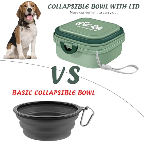 Qpets® Dog Water Bowl Food Bowl Outdoor Folding Dog Food Bowl Water Bowl Twin Food Bowl Design Carry On Pet Food Container Feefing Bowl for Cat Dog