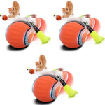Qpets® Electric Cat Ball Toy Cat Teaser with 2 Speed Fun Speedy Chasing Teasing Tail Bell Charm Self Entertainment USB Rechargeable 3 PCS
