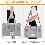 Qpets® Cat Carrier Breathable Mesh Pet Multifunctional Folding with Food Box Handle Shoulder Strap 43X30X28cm 2 PCS