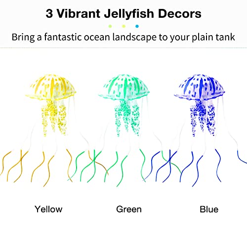 Qpets® 6PCS Fluorescence Jellyfish Ornament Decoration for Aquarium Fish Tank Artificial Silicone Decor Floating Accessories