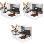 Qpets® Polypropylene 2 in 1 Automatic Food Feeder and Water Dispenser 3L Cat Food 1L Auto Dog for Pets Puppy Kittens 23 X 25 X 23 Cm 3 PCS