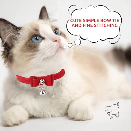 Qpets® Cat Collar Adjustable Belt Strong Breakaway Buckle with Bell Velvet Neck Strap Soft Plush Gift Total Length 36CM 14.17in 2 PCS
