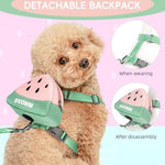 Qpets® Dog Harness Vest Cute Puppy with Removable Zipper Pouch Leash 4-Way Adjustable Quick Release for Small Cat S Neck 32-40cm Bust 43-51cm 2PCS