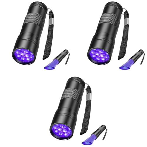 Qpets® 395NM UV Light Torch 12 LEDs UV Portable Flashlight Jade Appraisal Light Detector Lamp Also Used for Leak Pet Urine Bed Bug Scorpion Hotel Inspection Dry Stain X3
