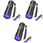 Qpets® 395NM UV Light Torch 12 LEDs UV Portable Flashlight Jade Appraisal Light Detector Lamp Also Used for Leak Pet Urine Bed Bug Scorpion Hotel Inspection Dry Stain X3