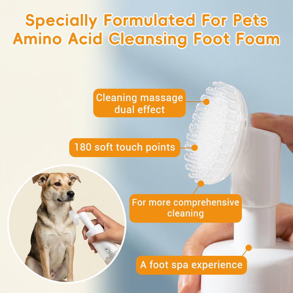 Qpets Dog Paw Cleaner Foam with Silicone Brush | No Rinse Pet Paw Cleanser for Dogs & Cats