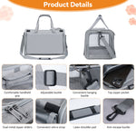 Qpets Cat and Small Dog Carrier Bag with Five-Side Mesh, Foldable Storage and Adjustable Strap