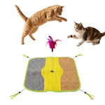 Qpets Sisal Cat Scratching Mat with Four Hanging Strings, Soft Fleece Centre and Anti-Slip Backing