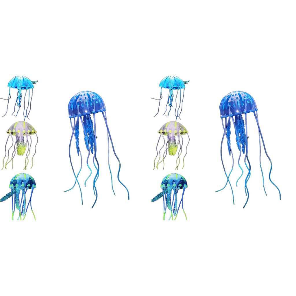 Qpets Aquarium Jellyfish Ornament for Fish Tank featuring 6PCS Floating Silicone Decor