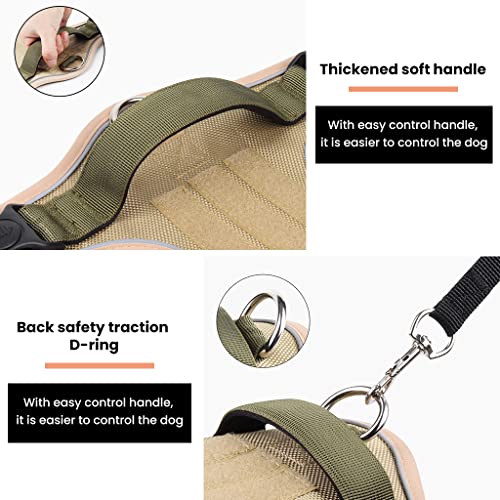 Qpets® Dog Harness No-Pull Pet with Safety Reflective Strip for Dogs Large Size Control Handle Belt Outdoor Oxford Cloth Vest Khaki XL Suitable for 22.5-45kg 2 PCS