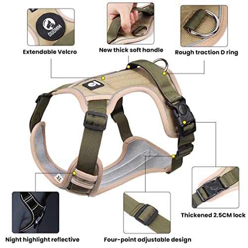 Qpets® Dog Harness No-Pull Pet with Safety Reflective Strip for Dogs Large Size Control Handle Belt Outdoor Oxford Cloth Vest Khaki XL Suitable for 22.5-45kg 2 PCS