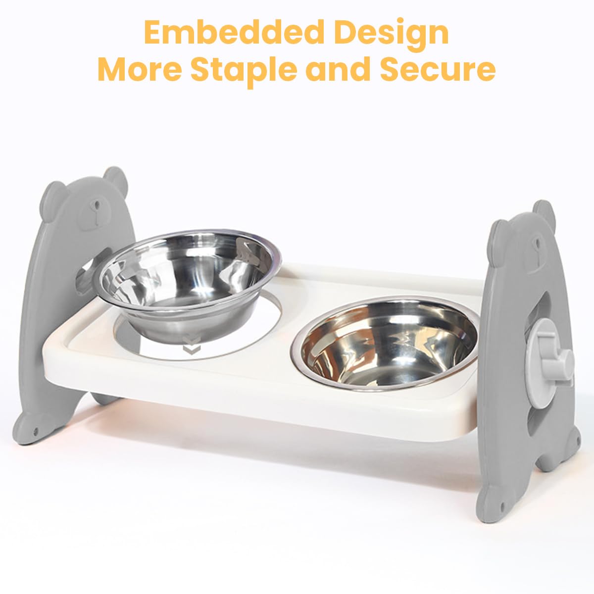 Qpets Dog Food Bowl for Dogs and Cats with Adjustable Height and Detachable Stainless Steel Design