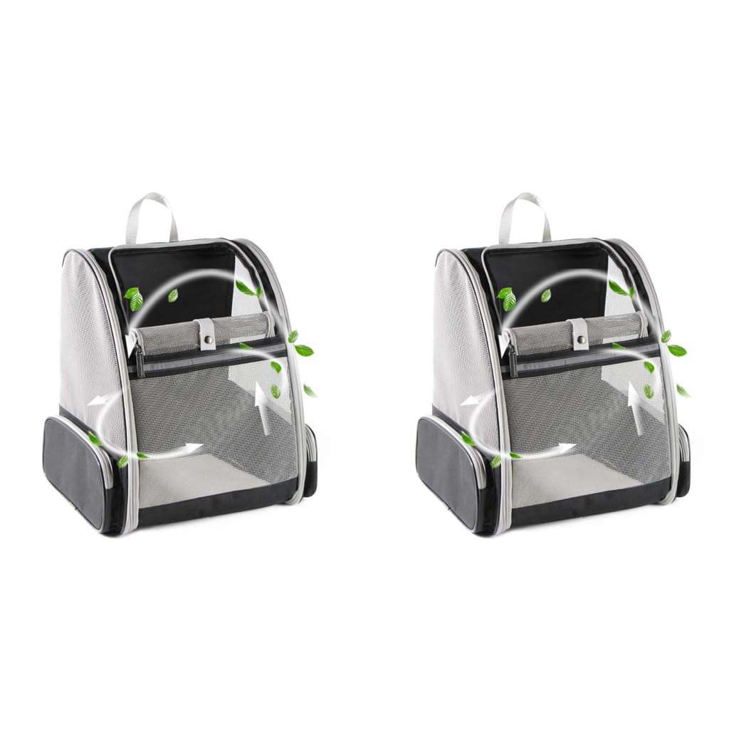 Qpets Cat Bag Carrier Backpack for Hot Weather with Breathable Mesh Design Grey 2PCS