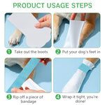 Qpets® 60PCS Pet Walking Shoes Water Resistant Lining Design Eco Non-Woven Dog Boots Easy-tie Bandage Palm Sleeve Cover for Outdoor Medium Large Dogs Size L