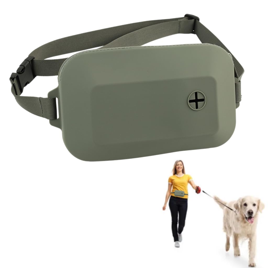 Qpets Silicone Dog Treats Pouch for Walking and Training featuring Waste Bag Holder | Food‑Grade Waterproof Waist Bag with Adjustable Belt
