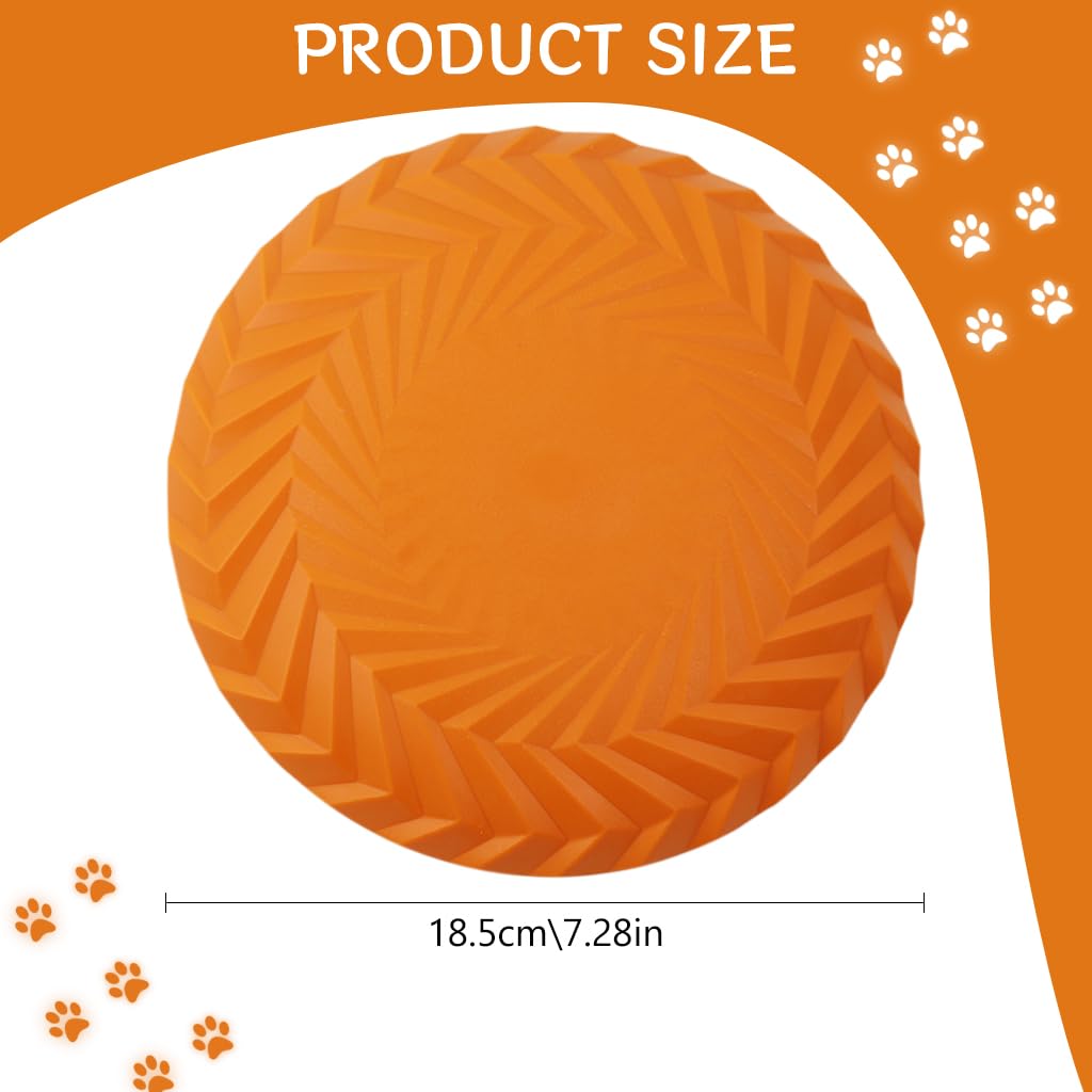 Qpets Dog Toys for Interactive Fetch with 7.2 in Flying Disc featuring Aerodynamic TPR Rubber | Bright Orange Floating Toy for All Breeds