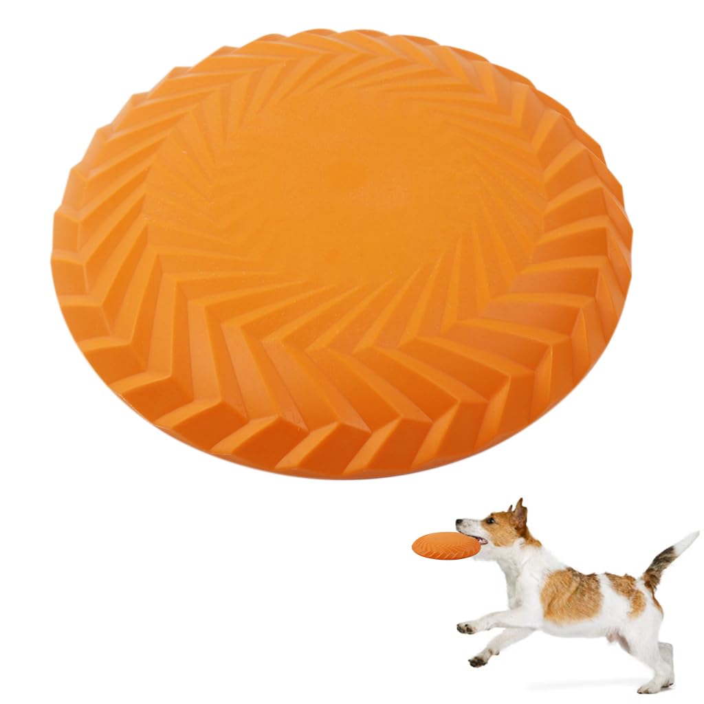 Qpets Dog Toys for Interactive Fetch with 7.2 in Flying Disc featuring Aerodynamic TPR Rubber | Bright Orange Floating Toy for All Breeds