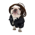 Qpets Dog Wig for Party and Festival Wear with Adjustable Chin Strap in Brown Hairpiece