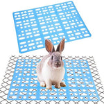 Qpets® 2Pcs Rabbit Cage Mat 9.8"x13.5", Hollow Plastic Small Animal Mat with 8 Clips, Dry & Hygienic Reusable Liner for Rabbit, Guinea Pig, Hamster, Easy to Clean, Anti-Accumulation Design