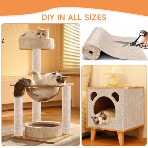 Qpets® Cat Scratch Pad Scratching for Cats Wall Scratcher Mat Cuttable Adhesive Pet for Cabinet Couch Floor 40x100cm 2PCS