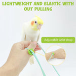 Qpets Parrot Aviator Leash for Outdoor Flying with 6.6ft Elastic Cord and Adjustable Buckle | 2PCS Set