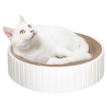 Qpets Cat Scratching Stool for Play and Rest with Teaser Ball | 40×40×10 cm Hard Cardboard Bed