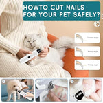 Qpets® Dog Nail Trimmer With LED Light Diamond Grinding Bit Rechargeable 2-Speed Electric Pet Grinder For Dogs Cats Noiseless Portable USB Powered Safe Efficient Cutter 2 PCS