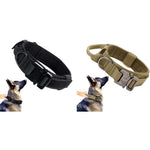 Qpets Tactical Adjustable Nylon Dog Collar for Medium Large Dogs 43–52cm with Quick Release Metal Buckle and Strap Handle