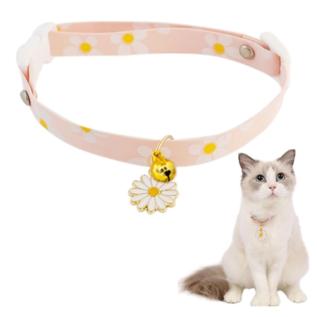 Qpets Cat Collar for Daily Wear with Quick Release Buckle and Bell | Adjustable 18–32cm Cotton