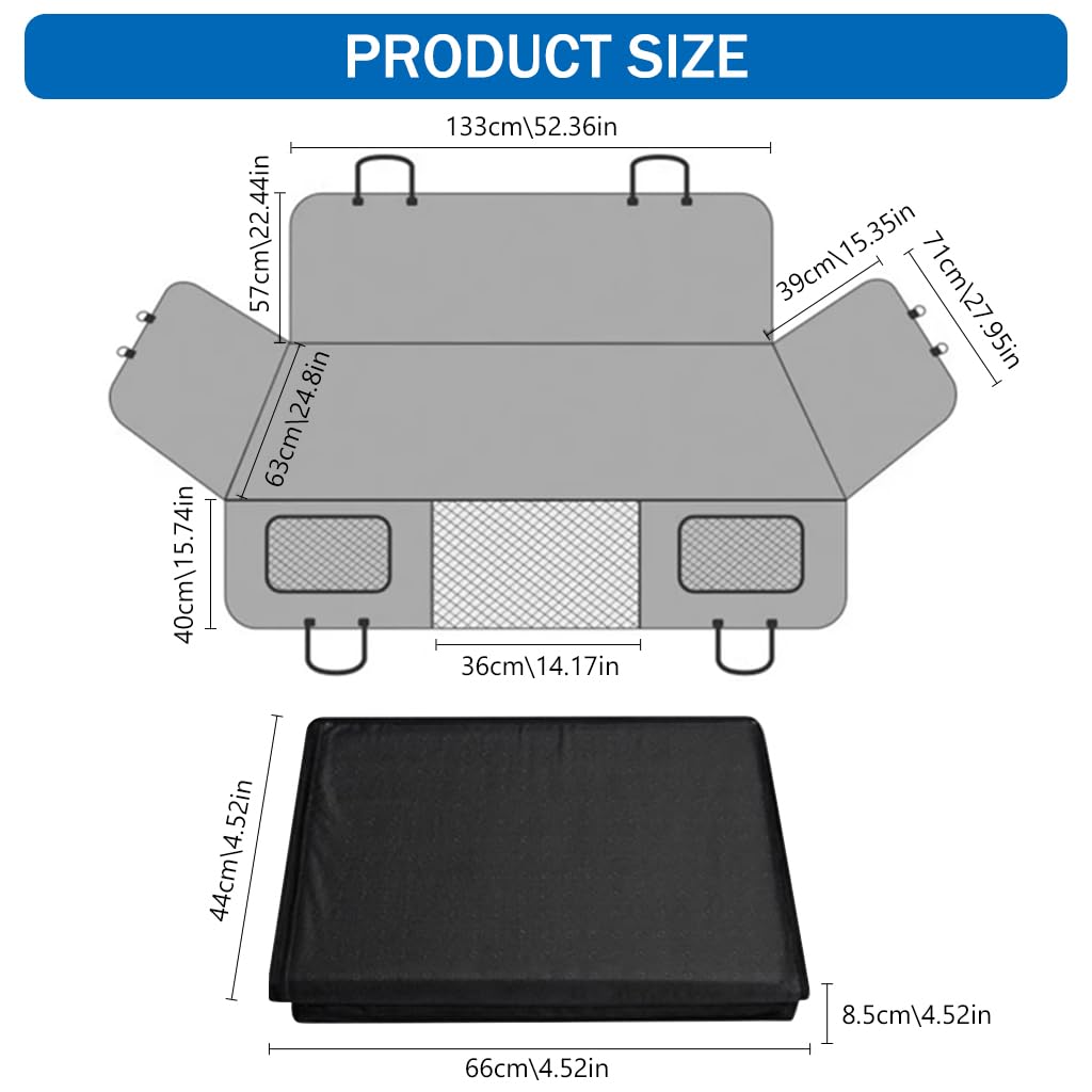 Qpets Dog Car Seat Cover for Backseat Protection with Waterproof Fabric and Hammock Design