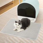 Qpets® Cat Litter Mat, 23.6 by 35.4 inches Litter Mat Honeycomb Hole Double Layer Open Edge Design, Reuseable & Washable EVA Cat Litter Catcher for Litter Box Cat Litter Tray (Grey)