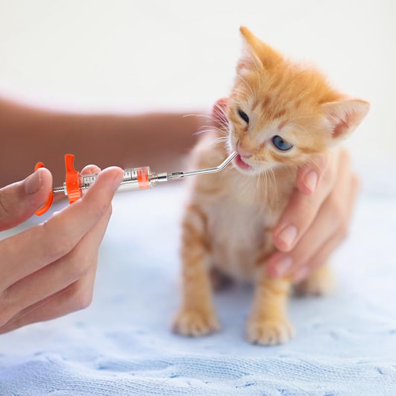 Qpets Veterinary Vaccine Syringe 20ml for Livestock with Steel Curved Nozzle & Clear Barrel