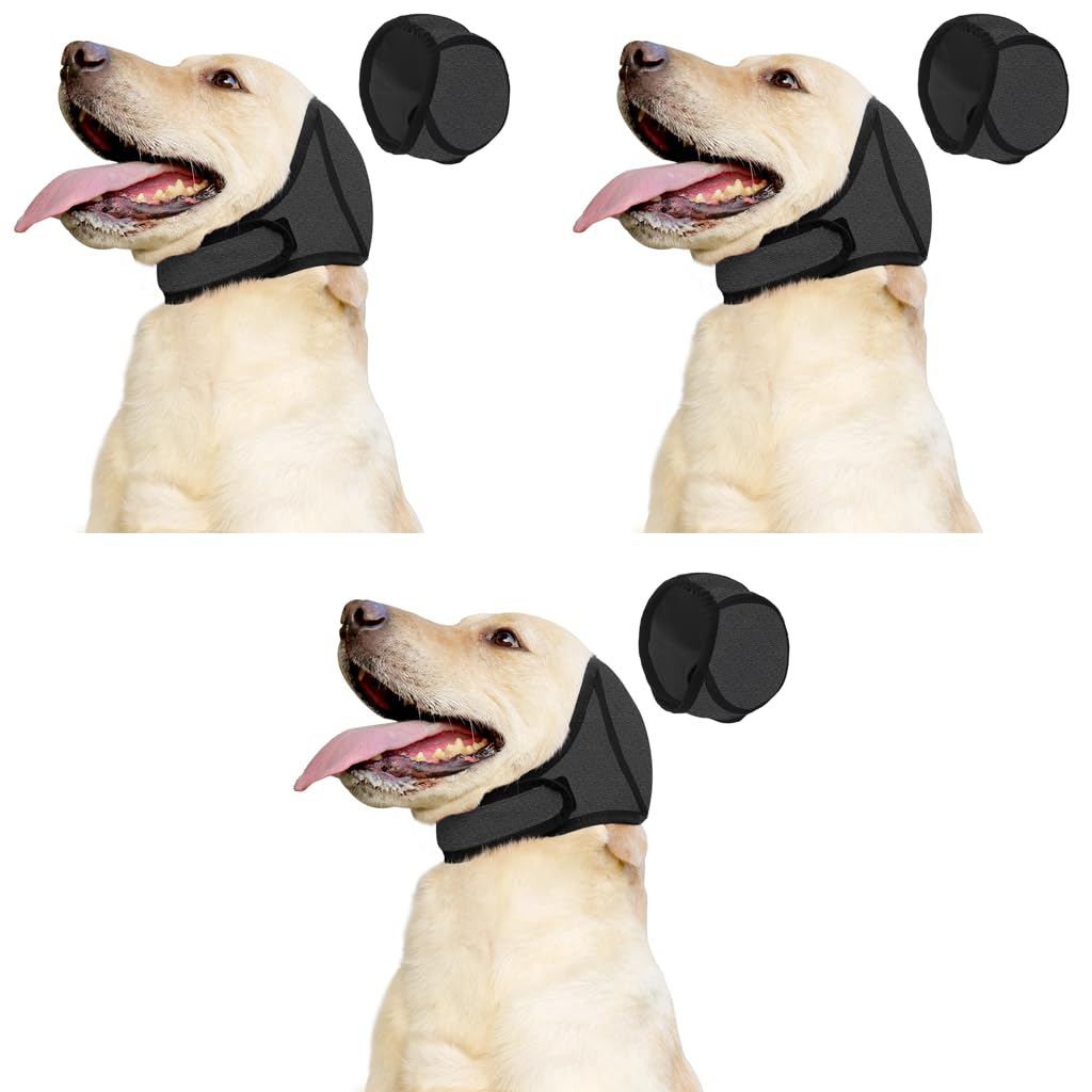 Qpets Dog Ear Protectors for Anxiety Relief with Adjustable Chin Strap | 3PCS Set