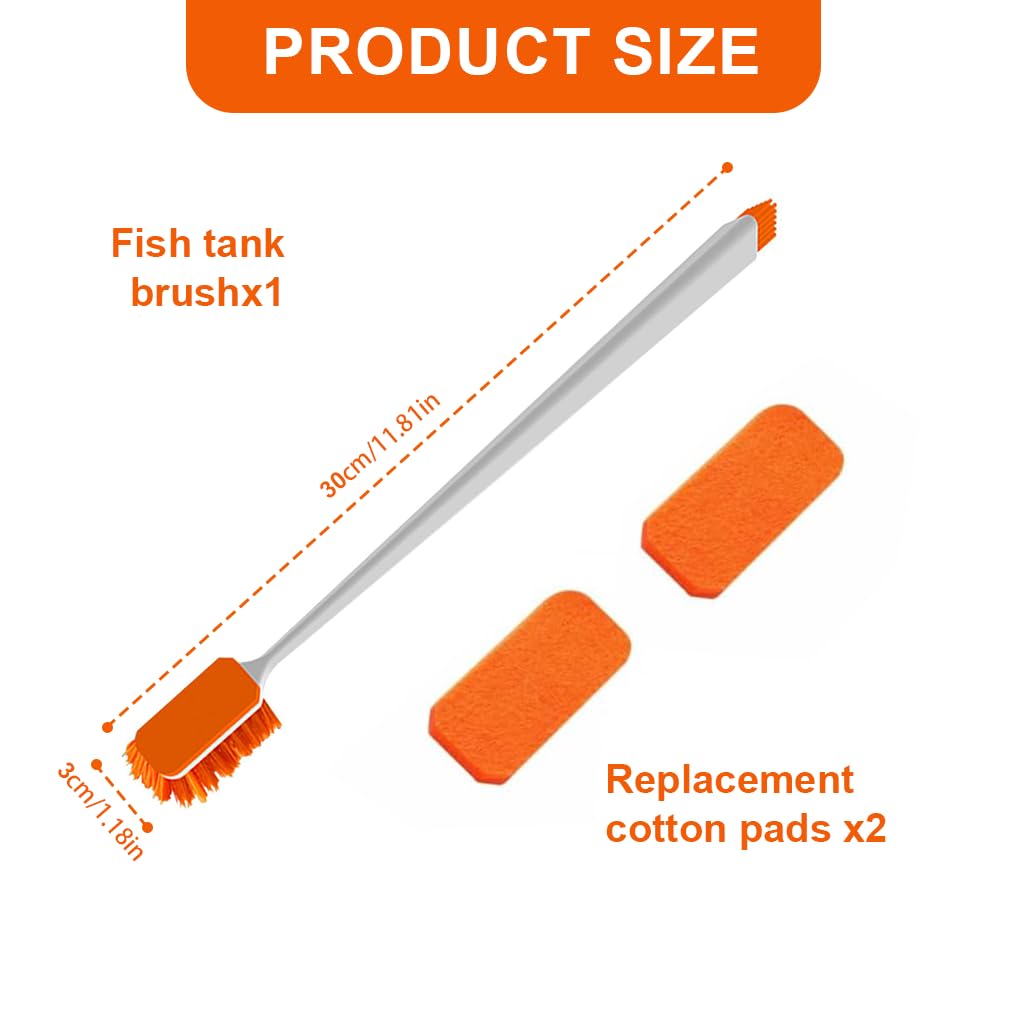 Qpets Aquarium Algae Cleaner for Small to Medium Tanks with Dual Head Brush & Felt Pad