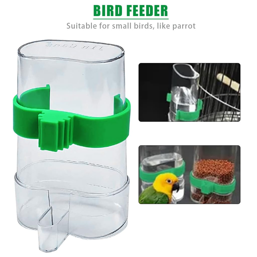 Qpets Bird Feeder for Cage with 220 ml Capacity and External Hanging Design | Transparent PVC Feeder for Parakeets and Finches