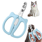 Qpets® Cat Nail Cutter, Cute Cat Clipper Bear Design, Stainless Steel Pet Nail Trimmer with 2-Size Holes & Nails File, Safe Design Prevents Over-Cutting for Cats, Kittens & Small Pets at Home