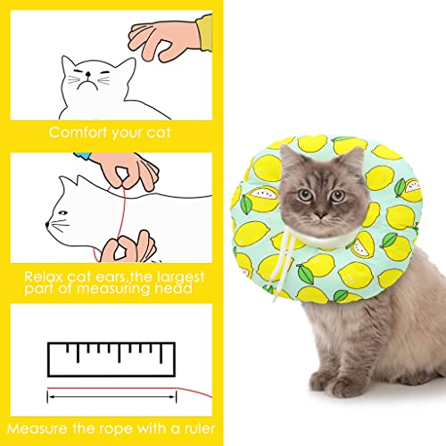 Qpets® Cat Cone Collar Adjustable Soft Elizabethan for Cats Small Dogs Comfy PP Cotton Protective E-Collar After Surgery Anti-Licking Design Detachable Machine Washable Cover S 12-22cm 3PCS