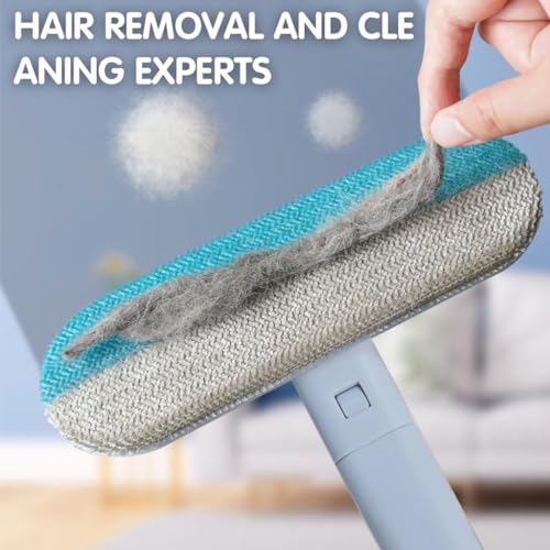 Qpets® Dog Hair Remover 3 In 1 Pet Lint Roller with 2 Integrated Cleaning Brushes Brush Dust Cleaning for Sofa Carpet Couch Clothing 3 PCS