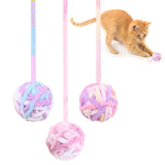 Qpets Plush Cat Ball Toys for Interactive Play with Built In Bell 4.5cm Woolen Balls 3Pcs