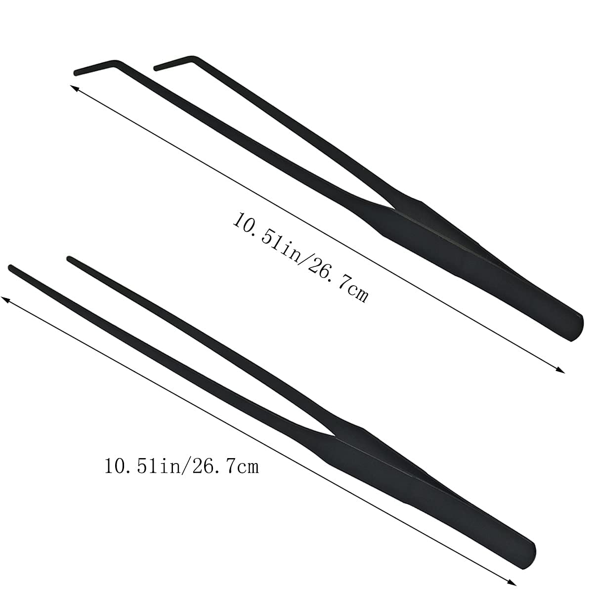 2 Pcs Aquarium Aquascaping Tools for Fish Tank Stainless Steel Pointed & Curved Tweezers Set 27cm/10.6 inches Tweezers for Aquarium Planted Aquarium Accessories, Weather Resistant