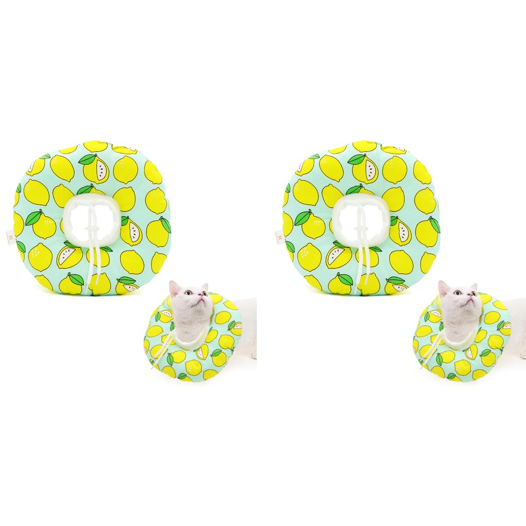 Qpets Cat Cone Collar for After Surgery Recovery with 16–29cm Adjustable Neck | Soft PP Cotton and Machine Washable 2 PCS Set