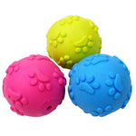 Qpets® 3Pcs Dog Ball Toys 2.56 inches Dog Fetch Game Balls Colorful Interactive Pet Ball Toys Cute Paws Embossing Toy Balls for Cats Dogs Throw and Catch Ball