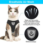 Qpets® Cat Harness for Small Pets Adjustable Belt with Safety Reflective Strip Breathable Vest Mesh Fabric Accessories Leash Black Suitable for 1-2.5 KG 2PCS