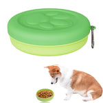 Qpets Portable Pet Food Bowl for Travel with 14cm Seal Lid & Carabiner, Green | Cats and Dogs
