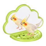 Qpets Parrot Mirror Toy for Cage with Food Box 18.5x9x14cm featuring Clip-on Design | Cloud Shape Interactive Play for Parakeet and Cockatiel