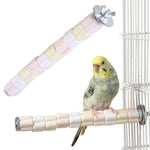 Qpets Parrot Birds Perching Stick for Cage with 7.8 in DIY Assembly & Screw Mount | Colorful Ceramic Claw Grinding Wheels
